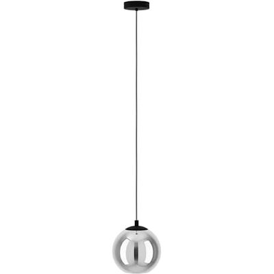 EGLO Ariscani Hanglamp, hanglamp, plafondlamp voor woonkamer of eetkamer, van zwart metaal en transparant zwart rookglas, fitting E27, Ø 20 cm EGLO Ariscani Hanglamp, hanglamp, plafondlamp voor woonkamer of eetkamer, van zwart metaal en transparant zwart rookglas, fitting E27, Ø 20 cm