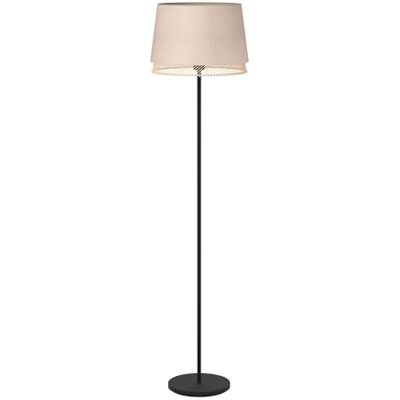 EGLO Vloerlamp Tabley, binnenlamp met voet, woonkamerlamp van zwart metaal met lampenkap van bamboe en linnen, verlichting met E27 fitting, 150 cm EGLO Vloerlamp Tabley, binnenlamp met voet, woonkamerlamp van zwart metaal met lampenkap van bamboe en linnen, verlichting met E27 fitting, 150 cm