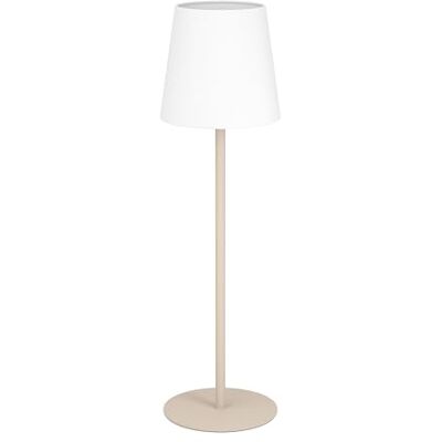 EGLO Fiorana tafellamp, decoratieve lamp voor woonkamer en nachtkastje, metaal beige, stoffen lampenkap, wit, fitting E14 EGLO Fiorana tafellamp, decoratieve lamp voor woonkamer en nachtkastje, metaal beige, stoffen lampenkap, wit, fitting E14