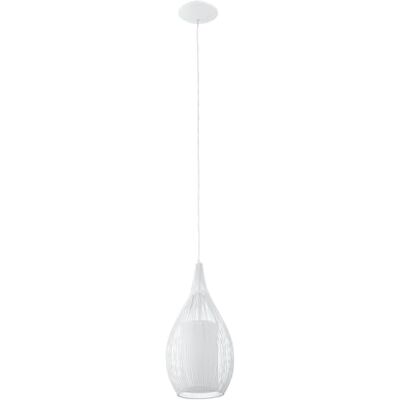 EGLO Hanglamp Razoni, 1-pits moderne hanglamp, Materiaal: staal, Glas: satijn, Kleur: wit, Fitting: E27 EGLO Hanglamp Razoni, 1-pits moderne hanglamp, Materiaal: staal, Glas: satijn, Kleur: wit, Fitting: E27