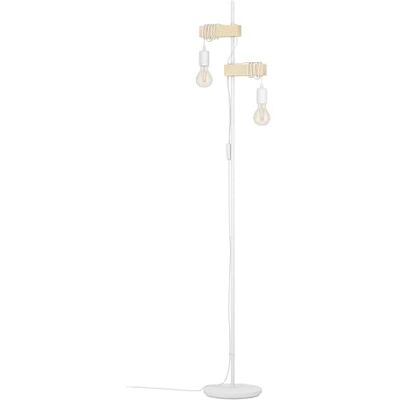EGLO Staande lamp Townshend, 2 vlammige vintage staande lamp in industrieel design, retro staande lamp van staal en hout, kleur: wit, bruin, fitting: E27, incl. schakelaar EGLO Staande lamp Townshend, 2 vlammige vintage staande lamp in industrieel design, retro staande lamp van staal en hout, kleur: wit, bruin, fitting: E27, incl. schakelaar