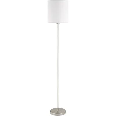 EGLO Vloerlamp Pasteri, 1-pits textiel vloerlamp van staal en stof, kleur: nikkel mat, wit, fitting: E27, incl. voetschakelaar EGLO Vloerlamp Pasteri, 1-pits textiel vloerlamp van staal en stof, kleur: nikkel mat, wit, fitting: E27, incl. voetschakelaar