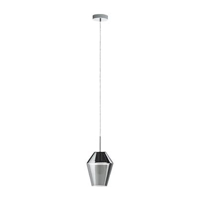 EGLO Murmillo Hanglamp, 1 lichtpunt, E27, van verchroomd staal en transparant zwart glas, voor eetkamer en woonkamer EGLO Murmillo Hanglamp, 1 lichtpunt, E27, van verchroomd staal en transparant zwart glas, voor eetkamer en woonkamer