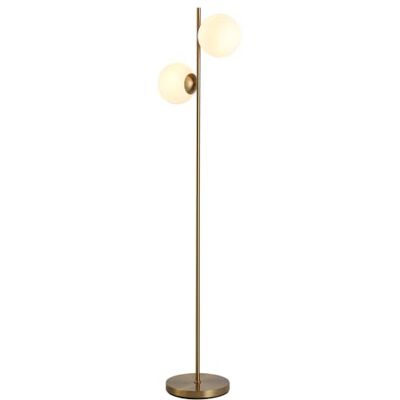 HOMCOM Vloerlamp Neo-Retro Design Woonkamer 2 Hoofden Ballen Max. 40 W Goud Staande lamp, metaal HOMCOM Vloerlamp Neo-Retro Design Woonkamer 2 Hoofden Ballen Max. 40 W Goud Staande lamp, metaal