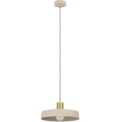 EGLO Valdiola Hanglamp, kroonluchter voor woonkamer en eetkamer, metalen hanglamp, zandkleur, geborsteld messing, fitting E27 EGLO Valdiola Hanglamp, kroonluchter voor woonkamer en eetkamer, metalen hanglamp, zandkleur, geborsteld messing, fitting E27