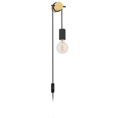 EGLO Wandlamp voor binnen, Buddon, vintage woonkamerlamp met stekker en schakelaar, woonkamer slaapkamer kleur, licht hout en zwart metaal, FSC-gecertificeerd, E27 fitting EGLO Wandlamp voor binnen, Buddon, vintage woonkamerlamp met stekker en schakelaar, woonkamer slaapkamer kleur, licht hout en zwart metaal, FSC-gecertificeerd, E27 fitting
