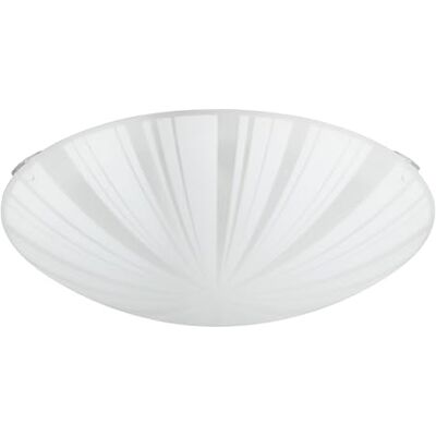 EGLO Plafondlamp Mars 1, 1 lichtpunt, plafondlamp van staal, kleur: wit, glas: wit gesatineerd motief stralen, fitting: E27 EGLO Plafondlamp Mars 1, 1 lichtpunt, plafondlamp van staal, kleur: wit, glas: wit gesatineerd motief stralen, fitting: E27