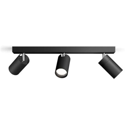 Philips Idris Spot Spatwaterdicht IP44-5W Zwart Badkamerlamp Drie lichtpunten Alleen geschikt voor LED-spots Philips Idris Spot Spatwaterdicht IP44-5W Zwart Badkamerlamp Drie lichtpunten Alleen geschikt voor LED-spots