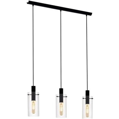 EGLO Rocamar Hanglamp, 3-lichts, modern, chroomkleurig en met helder glas, eettafellamp, woonkamerlamp, met E27-fitting EGLO Rocamar Hanglamp, 3-lichts, modern, chroomkleurig en met helder glas, eettafellamp, woonkamerlamp, met E27-fitting