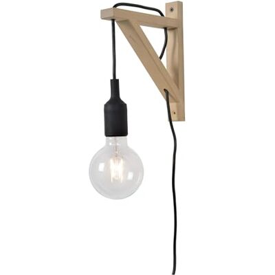 LUCIDE FIX WALL Wandlamp 1xE27, Zwart, licht hout, 19 x 3.2 x 22 cm LUCIDE FIX WALL Wandlamp 1xE27, Zwart, licht hout, 19 x 3.2 x 22 cm