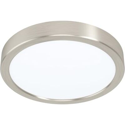 EGLO LED plafondlamp Fueva 5, Ø 21 cm, 1 lichtpunt, opbouwlamp van staal en een kunststof lichtoppervlak, plafondlamp in nikkel-mat, wit, LED opbouwlamp neutraal wit EGLO LED plafondlamp Fueva 5, Ø 21 cm, 1 lichtpunt, opbouwlamp van staal en een kunststof lichtoppervlak, plafondlamp in nikkel-mat, wit, LED opbouwlamp neutraal wit