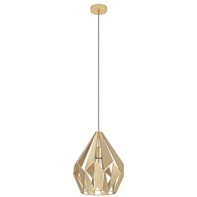 EGLO Kartonnen hanglamp vintage kroonluchter voor woonkamer en kamer diner, plafondlamp hanglamp van verguld metaal, fitting E27, Ø 31 cm EGLO Kartonnen hanglamp vintage kroonluchter voor woonkamer en kamer diner, plafondlamp hanglamp van verguld metaal, fitting E27, Ø 31 cm
