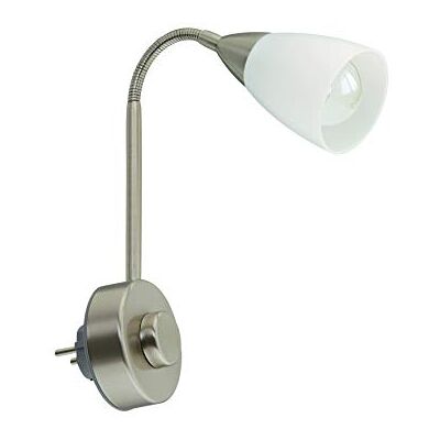 Briloner Leuchten Stekkerlamp Flexarm, Leeslamp 25W, Mat Nikkel Wit, Metaal, 1 Stuk Briloner Leuchten Stekkerlamp Flexarm, Leeslamp 25W, Mat Nikkel Wit, Metaal, 1 Stuk