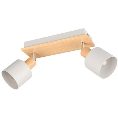 Trio Leuchten wandspot SHANTI 862700276, metaal warm grijs, natuurlijk hout, excl. 1x E14 Trio Leuchten wandspot SHANTI 862700276, metaal warm grijs, natuurlijk hout, excl. 1x E14