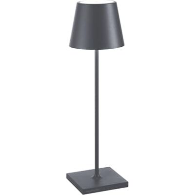 Zafferano Poldrina Pro aluminium dimbare led-tafellamp, IP54 bescherming, binnen/buiten gebruik, contact oplaadbasis, H 38 cm, EU-stekker (donkergrijs) Zafferano Poldrina Pro aluminium dimbare led-tafellamp, IP54 bescherming, binnen/buiten gebruik, contact oplaadbasis, H 38 cm, EU-stekker (donkergrijs)