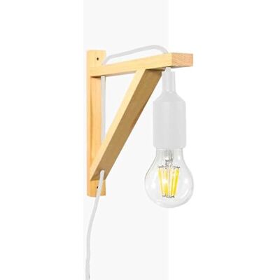 B·LED BARCELONA LED Barcelona LED LN123-B Nordic wandlamp met houten hoek en siliconen hanger voor E27 fitting wit B·LED BARCELONA LED Barcelona LED LN123-B Nordic wandlamp met houten hoek en siliconen hanger voor E27 fitting wit