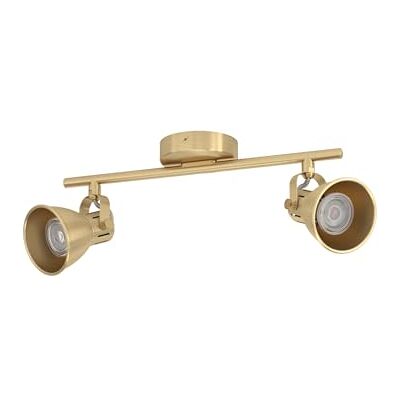 EGLO Seras led-spot-rail, 2 spots draaibaar, draaibare spotbar, plafondlamp van geborsteld messing staal en goud, plafondlamp met GU10-lampen, warmwit EGLO Seras led-spot-rail, 2 spots draaibaar, draaibare spotbar, plafondlamp van geborsteld messing staal en goud, plafondlamp met GU10-lampen, warmwit