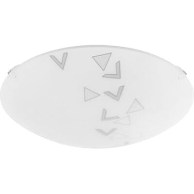 EGLO Plafondlamp Mars, 1-vlammige wandlamp, plafondlamp van staal, kleur: wit, glas: wit gesatineerd motief driehoeken, fitting: E27 EGLO Plafondlamp Mars, 1-vlammige wandlamp, plafondlamp van staal, kleur: wit, glas: wit gesatineerd motief driehoeken, fitting: E27