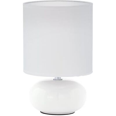 EGLO Tafellamp Trondio, tafellamp van keramiek en textiel, bedlampje in wit, woonkamerlamp, lamp met schakelaar, E14-fitting EGLO Tafellamp Trondio, tafellamp van keramiek en textiel, bedlampje in wit, woonkamerlamp, lamp met schakelaar, E14-fitting