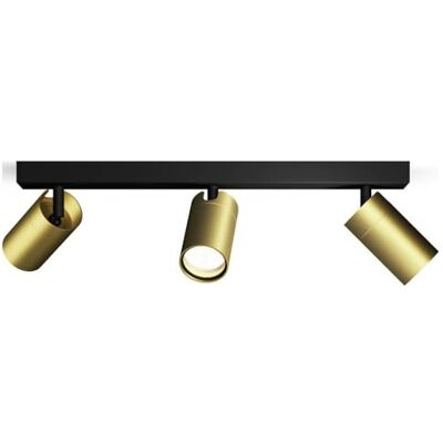 Philips Idris Spot Plafondspot Spatwaterdicht IP44-5W Zwart met goud Badkamerlamp Drie lichtpunten Alleen geschikt voor LED-spots Philips Idris Spot Plafondspot Spatwaterdicht IP44-5W Zwart met goud Badkamerlamp Drie lichtpunten Alleen geschikt voor LED-spots