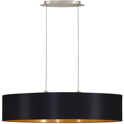 EGLO hanglamp MASERLO, 2 lichtbronnen textiel pendelarmatuur, ovalen hanglamp van staal en stof, kleur: nikkel mat, zwart, goud, fitting: E27, L: 100 cm ovale en acier et tissu, couleur : nickel mat, noir, or, douille : E27, L : 100 cm EGLO hanglamp MASERLO, 2 lichtbronnen textiel pendelarmatuur, ovalen hanglamp van staal en stof, kleur: nikkel mat, zwart, goud, fitting: E27, L: 100 cm ovale en acier et tissu, couleur : nickel mat, noir, or, douille : E27, L : 100 cm