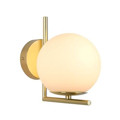 B·LED BARCELONA LED BARCELONA LED Margaret wandlamp met bolvormige lampenkap van opaal glas Elegant design wandlamp goud E27 G45 fitting voor woonkamer, eetkamer, slaapkamer B·LED BARCELONA LED BARCELONA LED Margaret wandlamp met bolvormige lampenkap van opaal glas Elegant design wandlamp goud E27 G45 fitting voor woonkamer, eetkamer, slaapkamer