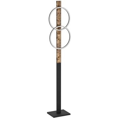 EGLO Boyal led-vloerlamp, binnenlamp met 2 lichtgevende cirkels, rustieke woonkamerlamp van gevlamd hout en zwart metaal, warm witte verlichting, 150 cm EGLO Boyal led-vloerlamp, binnenlamp met 2 lichtgevende cirkels, rustieke woonkamerlamp van gevlamd hout en zwart metaal, warm witte verlichting, 150 cm