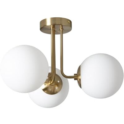 LEDKIA LIGHTING Hanglamp metaal van glas Moonlight Brass 3 spots Eenvoudig te installeren Geschikt voor banden, woonkamers Wit, Glas Metaal LEDKIA LIGHTING Hanglamp metaal van glas Moonlight Brass 3 spots Eenvoudig te installeren Geschikt voor banden, woonkamers Wit, Glas Metaal