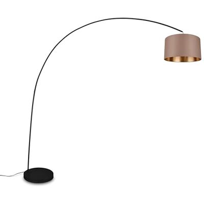 Trio Vloerlamp Mansur 419200141, mat zwart metaal, lampenkap taupe/goud, behalve 1 x E27 Trio Vloerlamp Mansur 419200141, mat zwart metaal, lampenkap taupe/goud, behalve 1 x E27