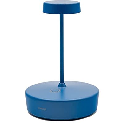 Zafferano , Swap Mini-lamp, oplaadbare en draadloze tafellamp met touch-bediening, geschikt voor woonkamer en buiten, dimmer, 2700 K, hoogte 14,8 cm, kleur capriblauw Zafferano , Swap Mini-lamp, oplaadbare en draadloze tafellamp met touch-bediening, geschikt voor woonkamer en buiten, dimmer, 2700 K, hoogte 14,8 cm, kleur capriblauw