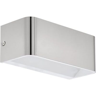EGLO LED wandlamp Sania 4, 1 vlam wandlamp modern, minimalisme, wandspot binnen gemaakt van aluminium, woonkamerlamp, hallamp in mat nikkel, wit, l 20 cm EGLO LED wandlamp Sania 4, 1 vlam wandlamp modern, minimalisme, wandspot binnen gemaakt van aluminium, woonkamerlamp, hallamp in mat nikkel, wit, l 20 cm