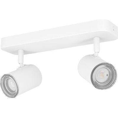 EGLO Consuma 1 plafondlamp, 2-vlammige spotbar, badkamerplafond, witte metalen lamp, met GU10-fitting, IP44 EGLO Consuma 1 plafondlamp, 2-vlammige spotbar, badkamerplafond, witte metalen lamp, met GU10-fitting, IP44