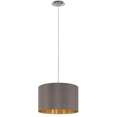 EGLO Hanglamp Maserlo, 1-pits textiel hanglamp van staal en stof, kleur: nikkel mat, cappuccino, goud, fitting: E27, Ø: 38 cm EGLO Hanglamp Maserlo, 1-pits textiel hanglamp van staal en stof, kleur: nikkel mat, cappuccino, goud, fitting: E27, Ø: 38 cm