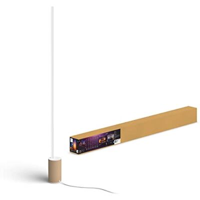 Philips White and Color Ambiance Vloerlamp, Gradient Signe, basis houttint, Bluetooth-compatibel, werkt met Alexa, Google Assistant en Apple Homekit Philips White and Color Ambiance Vloerlamp, Gradient Signe, basis houttint, Bluetooth-compatibel, werkt met Alexa, Google Assistant en Apple Homekit