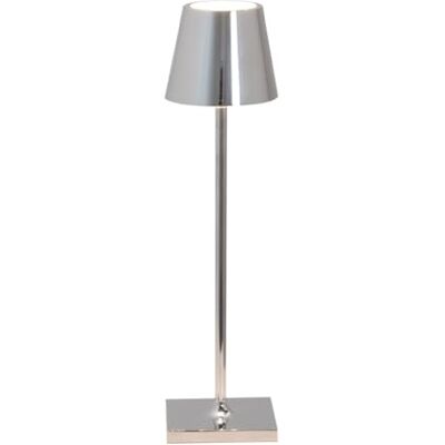 Zafferano Poldina Micro tafellamp met glanzende chroom afwerking, oplaadbare en draadloze tafellamp met touch-bediening, te gebruiken als binnenlamp, dimmer 2200-3000 K, hoogte 27,5 cm Zafferano Poldina Micro tafellamp met glanzende chroom afwerking, oplaadbare en draadloze tafellamp met touch-bediening, te gebruiken als binnenlamp, dimmer 2200-3000 K, hoogte 27,5 cm