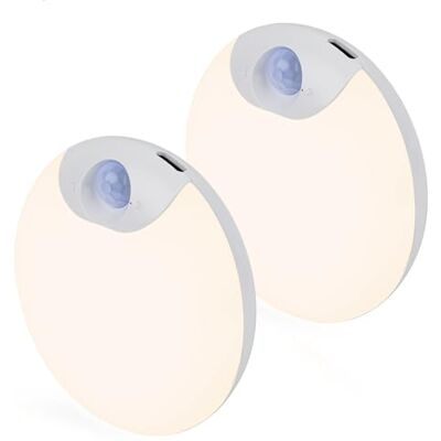 Brendz Led-nachtlampje, rond, oplaadbaar, USB-C, magnetisch, warmwit, 3000 K, dimbaar, kast- en trapverlichting, bewegingsdetectie, 2 stuks Brendz Led-nachtlampje, rond, oplaadbaar, USB-C, magnetisch, warmwit, 3000 K, dimbaar, kast- en trapverlichting, bewegingsdetectie, 2 stuks