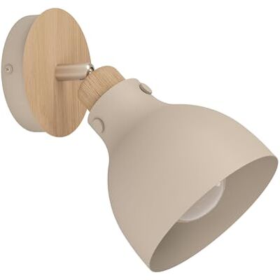EGLO Arrecife Wandlamp, leeslamp met draaibare spot, binnenverlichting voor woonkamer, slaapkamer en hal, natuurlijk hout en metaal, zandkleurig, E27 fitting EGLO Arrecife Wandlamp, leeslamp met draaibare spot, binnenverlichting voor woonkamer, slaapkamer en hal, natuurlijk hout en metaal, zandkleurig, E27 fitting