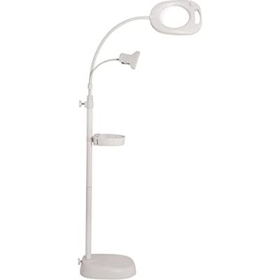 PURElite Led-vloerlamp, tafellamp, verstelbaar, wit, dimbaar, kaarthouder, accessoiredienblad PURElite Led-vloerlamp, tafellamp, verstelbaar, wit, dimbaar, kaarthouder, accessoiredienblad