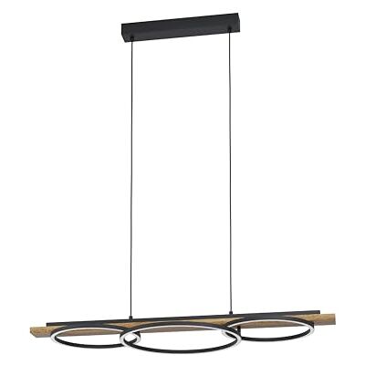 EGLO Boyal Led-hanglamp met 3 vlammen, dimbaar, modern van metaal, gevlamd hout en kunststof, eettafellamp in zwart, bruin, wit, woonkamerlamp hangend,zwart, bruin rustiek EGLO Boyal Led-hanglamp met 3 vlammen, dimbaar, modern van metaal, gevlamd hout en kunststof, eettafellamp in zwart, bruin, wit, woonkamerlamp hangend,zwart, bruin rustiek