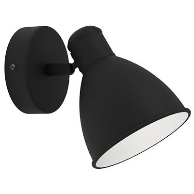 EGLO San Peri led-binnenwandlamp 1, binnenverlichting met draaibare spot, lamp voor woonkamer en hal in zwart en wit metaal, met GU10-lamp, warm wit EGLO San Peri led-binnenwandlamp 1, binnenverlichting met draaibare spot, lamp voor woonkamer en hal in zwart en wit metaal, met GU10-lamp, warm wit