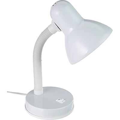 EGLO Basic Tafellamp, 1-lichts bureaulamp van staal en kunststof, kleur: wit, fitting: E27 EGLO Basic Tafellamp, 1-lichts bureaulamp van staal en kunststof, kleur: wit, fitting: E27