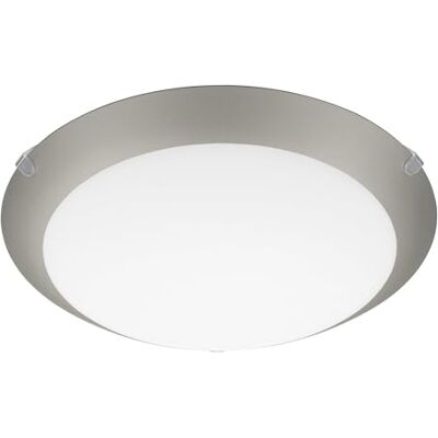 EGLO Plafondlamp Mars 1, 1-vlammige wandlamp, plafondlamp van staal, kleur: wit, glas: gesatineerd wit met zilveren rand, fitting: E27 EGLO Plafondlamp Mars 1, 1-vlammige wandlamp, plafondlamp van staal, kleur: wit, glas: gesatineerd wit met zilveren rand, fitting: E27