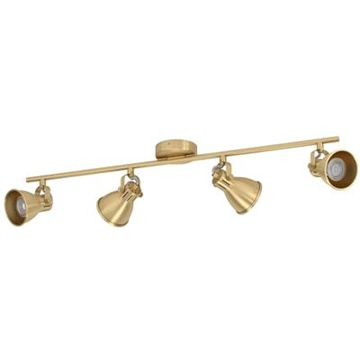 EGLO Seras LED spot, 4 draaibare spots, draaibare spot, plafondlamp van geborsteld messing en verguld staal, plafondlamp met GU10-lampen, warmwit EGLO Seras LED spot, 4 draaibare spots, draaibare spot, plafondlamp van geborsteld messing en verguld staal, plafondlamp met GU10-lampen, warmwit