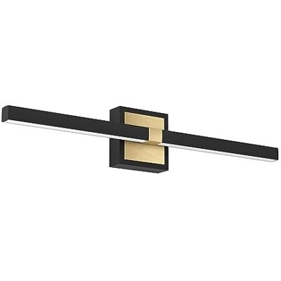 EGLO Peguera Led-wandlamp, spiegellamp, recht, badkamer, metaal, zwart, messing, warm wit, IP44, 60 cm EGLO Peguera Led-wandlamp, spiegellamp, recht, badkamer, metaal, zwart, messing, warm wit, IP44, 60 cm