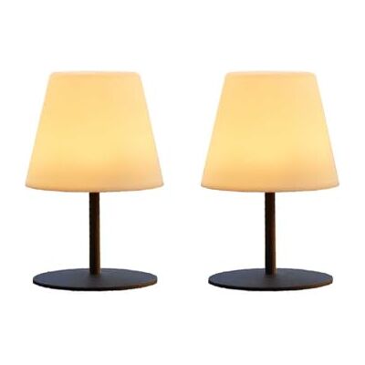 Lumisky Set van 2 draadloze tafellampen stalen voet grijs led warm wit/wit dimbaar Twins H16 cm Lumisky Set van 2 draadloze tafellampen stalen voet grijs led warm wit/wit dimbaar Twins H16 cm