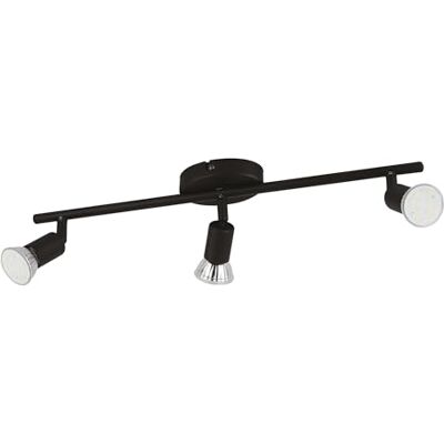 EGLO LED plafondlamp Buzz-LED, 3 lichtpunten, plafondspot van metaal, woonkamerlamp in zwart, keukenlamp, LED-spots met GU10-fitting, L 48,5 cm EGLO LED plafondlamp Buzz-LED, 3 lichtpunten, plafondspot van metaal, woonkamerlamp in zwart, keukenlamp, LED-spots met GU10-fitting, L 48,5 cm