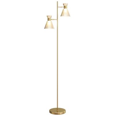HOMCOM Vloerlamp woonkamer met dubbele kop, verstelbaar, moderne staande lamp met bloemenglazen lampenkap, E27-fitting, voor woonkamer, slaapkamer, kantoor, lamp niet inbegrepen, goud HOMCOM Vloerlamp woonkamer met dubbele kop, verstelbaar, moderne staande lamp met bloemenglazen lampenkap, E27-fitting, voor woonkamer, slaapkamer, kantoor, lamp niet inbegrepen, goud