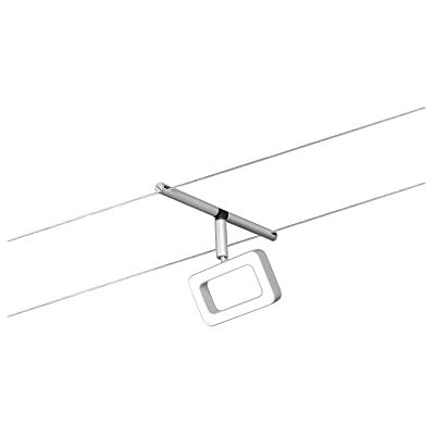 Paulmann 94482 LED Seilsytem Frame Single Spot incl. 1x4,8W warm wit chroom mat, chroom kunststof, metaal verlichtingssysteem 3000K Paulmann 94482 LED Seilsytem Frame Single Spot incl. 1x4,8W warm wit chroom mat, chroom kunststof, metaal verlichtingssysteem 3000K
