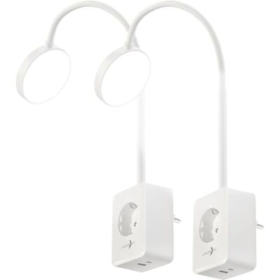 Lunartec Set van 2 dimbare CCT-led-leeslampen met stekker, wit (leeslamp, leeslamp, leeslamp met USB-laadstation, voeding) Lunartec Set van 2 dimbare CCT-led-leeslampen met stekker, wit (leeslamp, leeslamp, leeslamp met USB-laadstation, voeding)