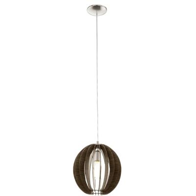 EGLO Cossano Hanglamp met 1 lichtpunt, vintage hanglamp van mat nikkelstaal en donkerbruin hout, eettafellamp, woonkamerlamp hangend met E27-fitting, Ø 30 cm EGLO Cossano Hanglamp met 1 lichtpunt, vintage hanglamp van mat nikkelstaal en donkerbruin hout, eettafellamp, woonkamerlamp hangend met E27-fitting, Ø 30 cm